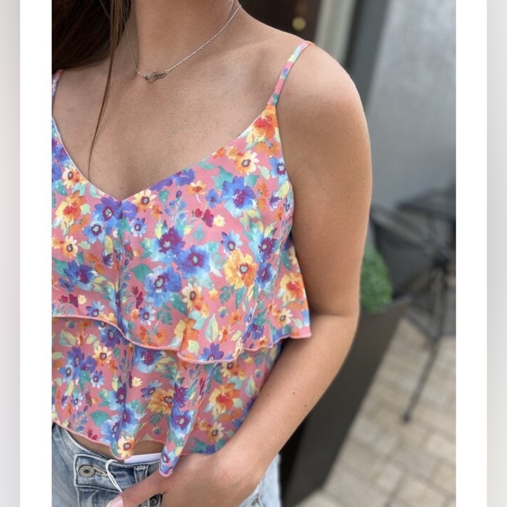 NWT summer dreamscapes patterned top {peach} - large - Picture 4 of 10